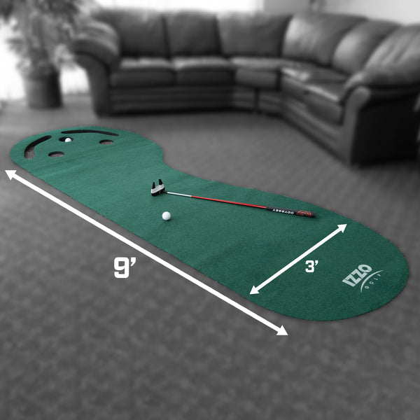 Kidney Shaped 3f x 9ft 3-Hole Putting Mat