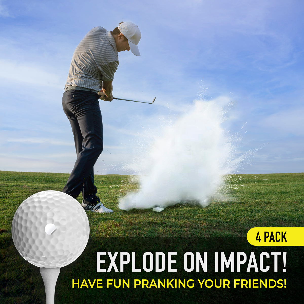 Exploding Cap Balls Exploding Prank Golf Balls - 4 Pack – IZZO Golf