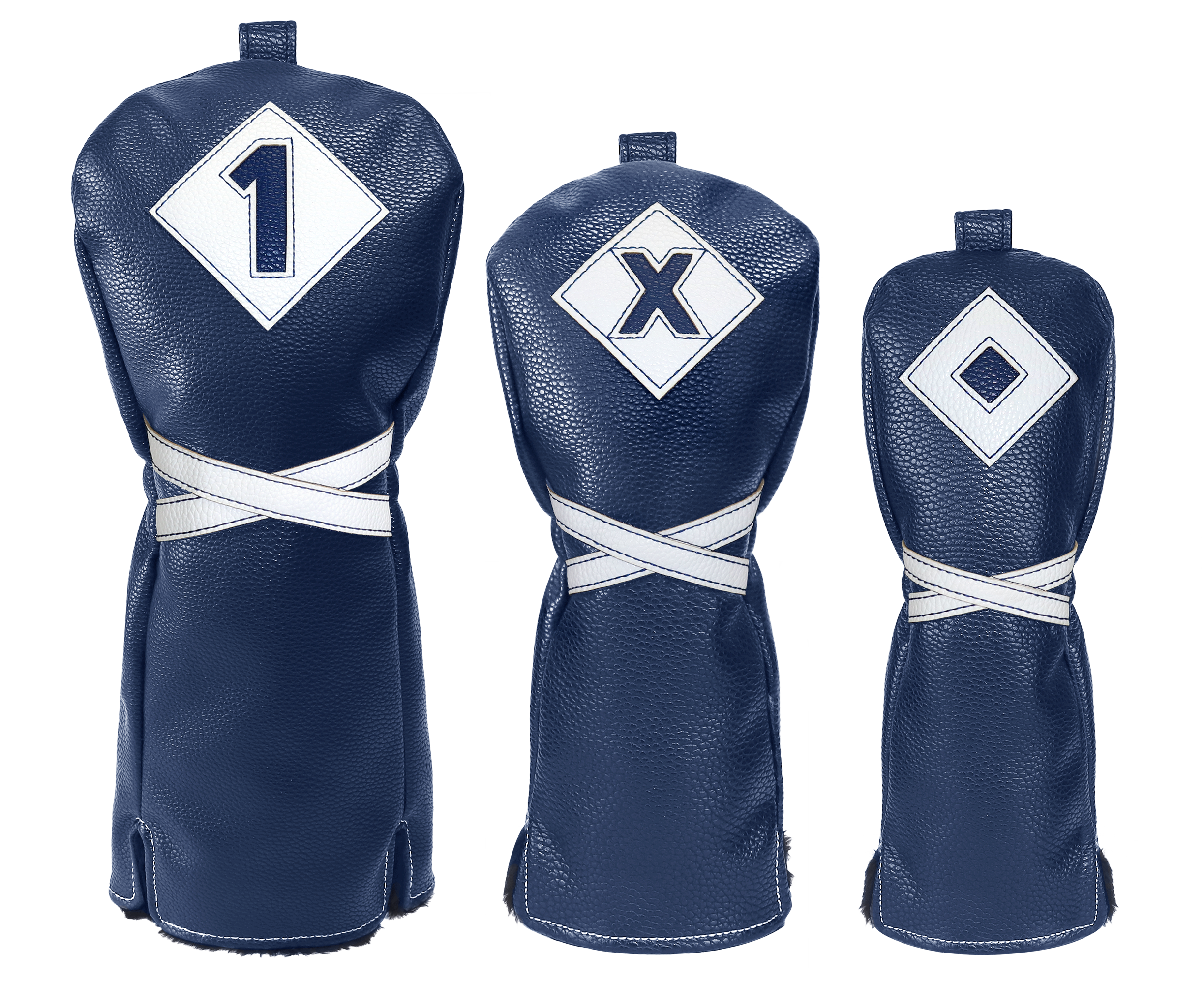 IZZO Golf プレミアムヘッドカバー セット ホワイト/ブルー ドライバー/フェアウェイウッド/ハイブリッドゴルフヘッドカバー IZZO ゴルフ プレミアムヘッドカバーセット ホワイト&frasl;ブルー - ドライバー、フェアウェイウッド、ハイブリッドゴルフヘッドカバー付き。